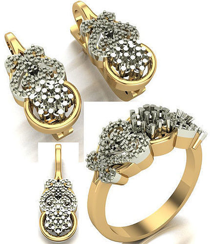 WOMAN SET RING EARRINGS AND PENDANT 3D Model Collection
