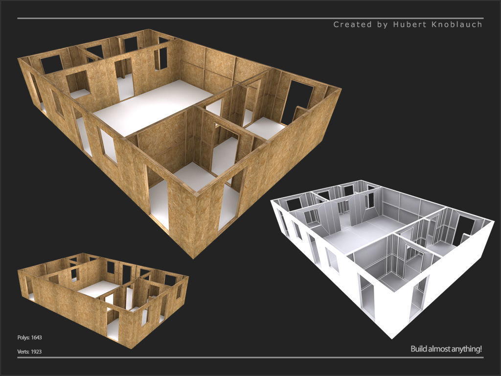 Construction site partition wall for game level design 3D model_4