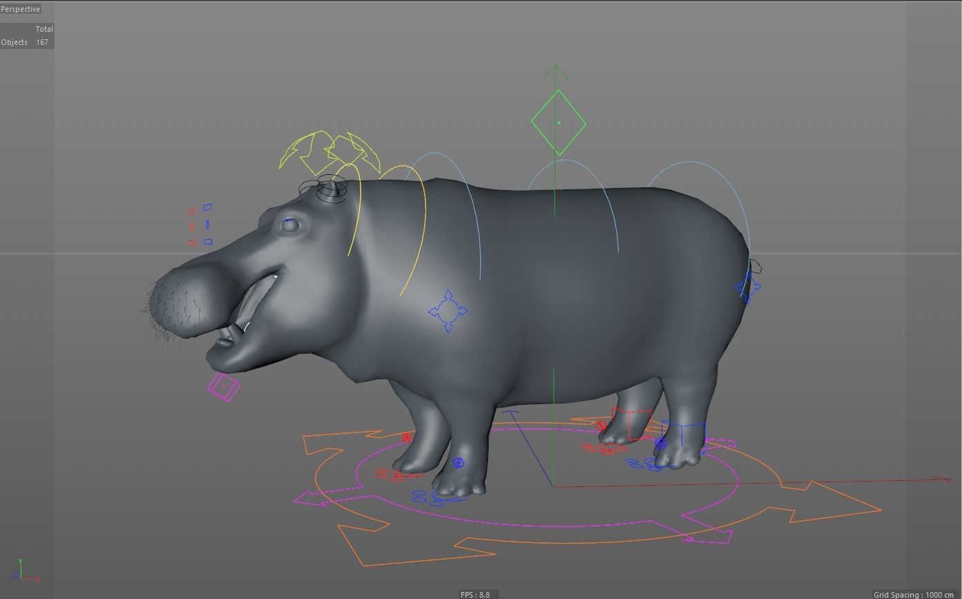 Hippopotamus Rigged 3D model_13