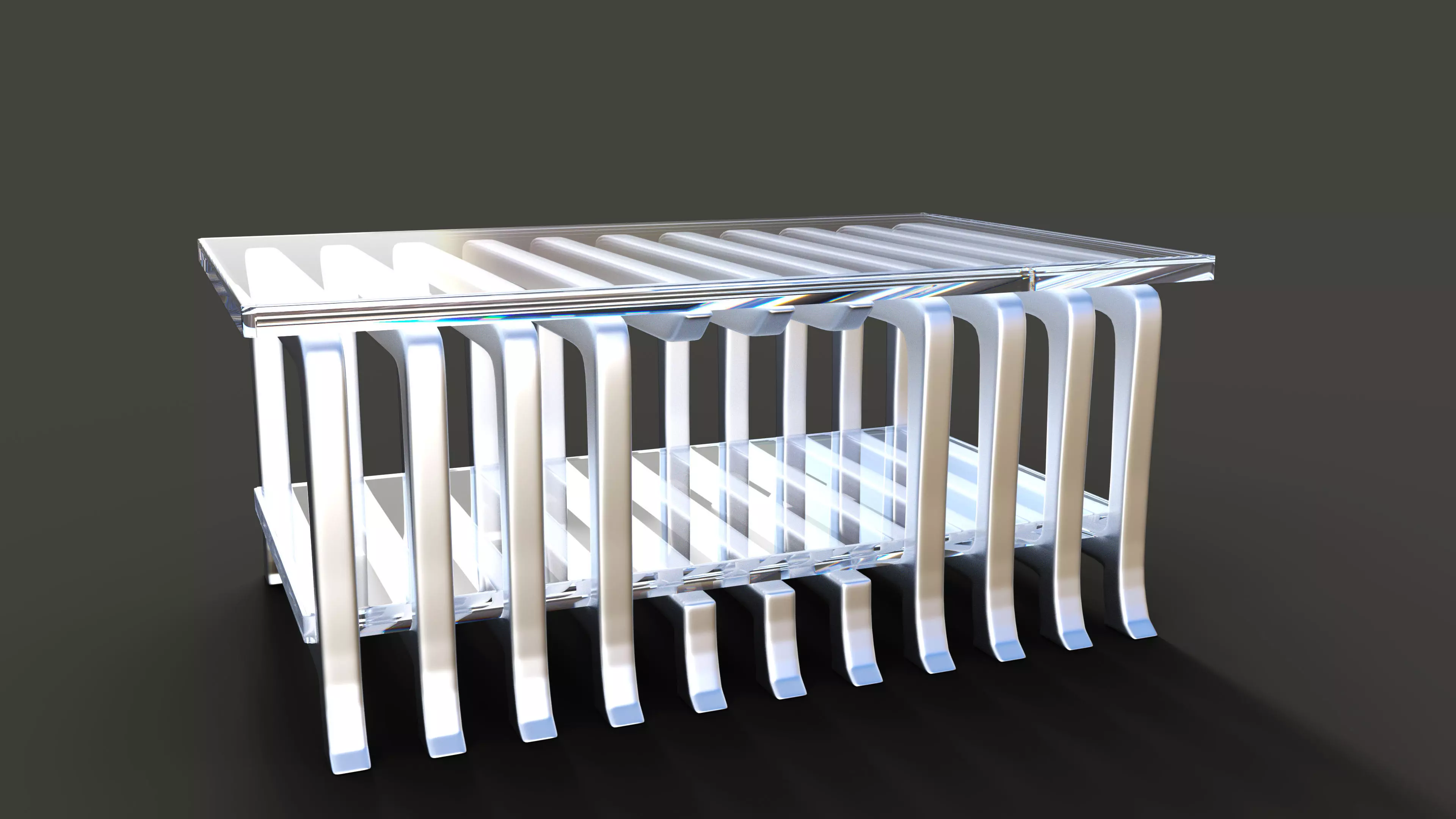 glass table metal frame 3D model_0