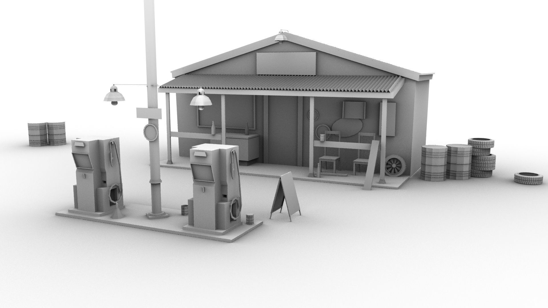 Petrol Pump Low-poly 3D model_2