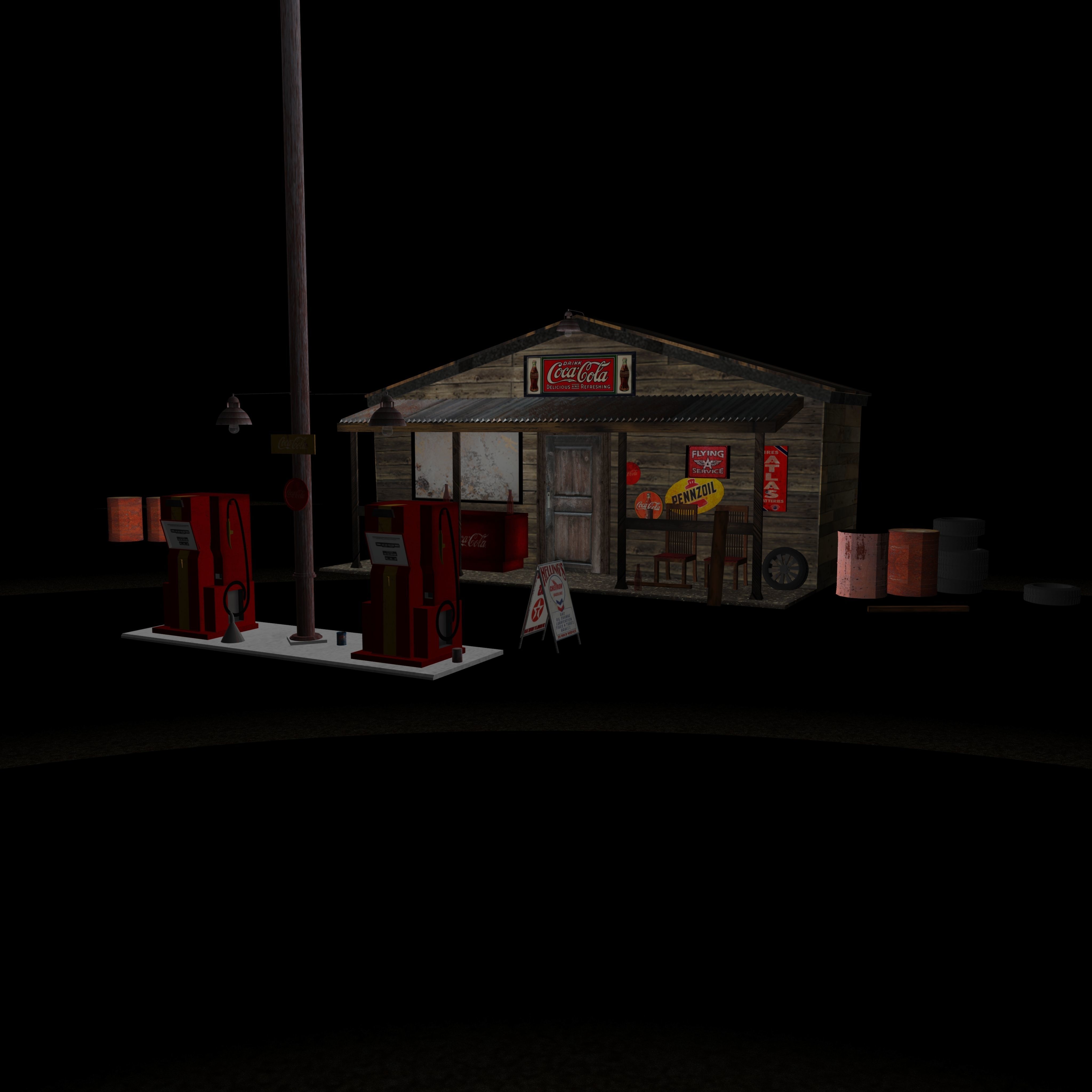 Petrol Pump Low-poly 3D model_1