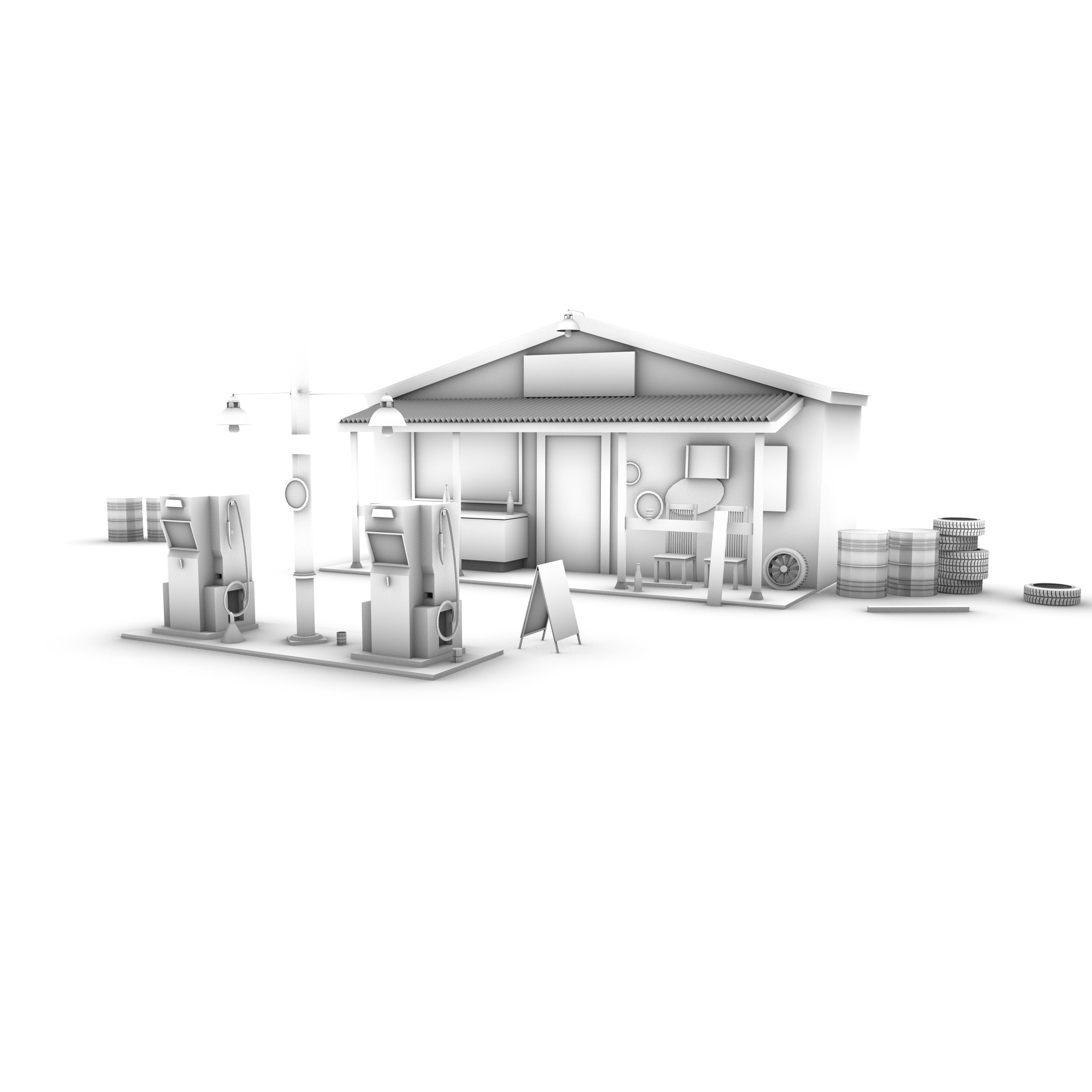 Petrol Pump Low-poly 3D model_4