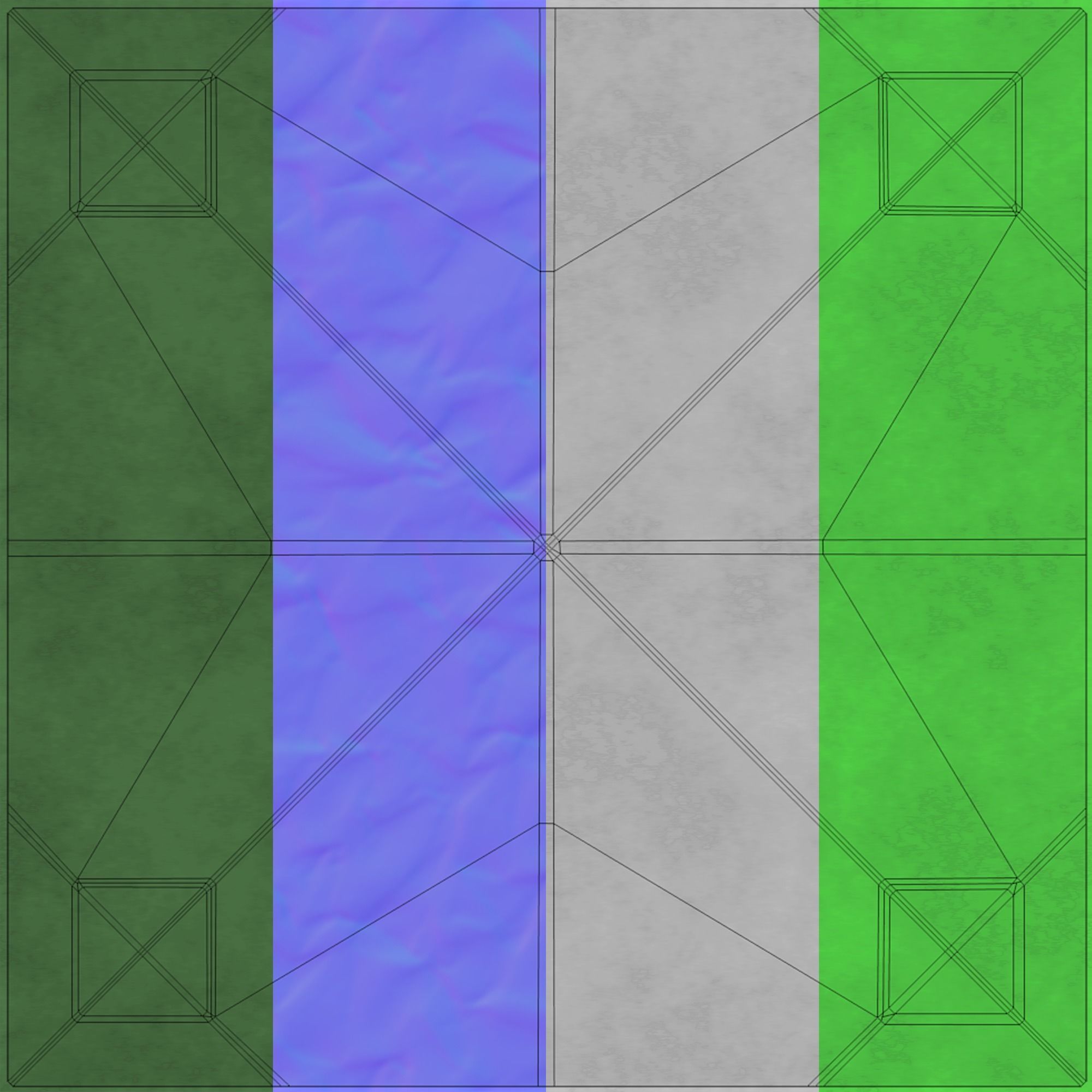 Origami Bush 4 Sided Low-poly 3D model_9