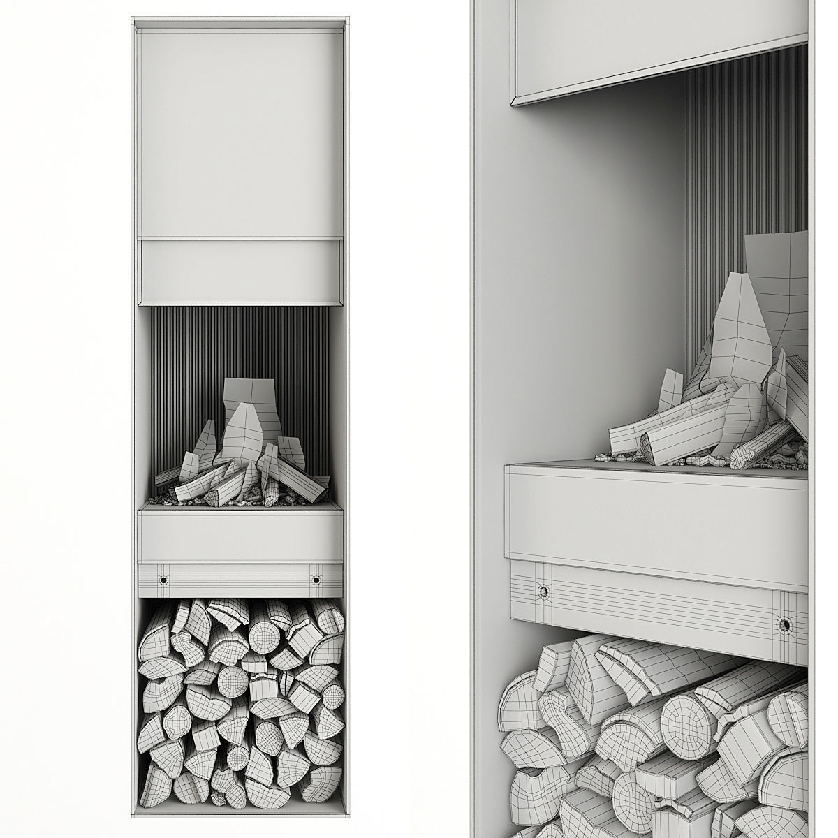 Fireplace and Firewood 48 3D model_11