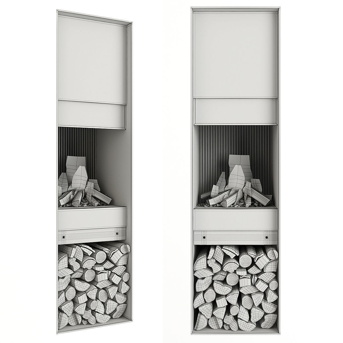 Fireplace and Firewood 48 3D model_12