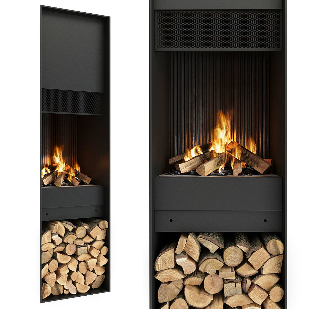 Fireplace and Firewood 48 3D model_4