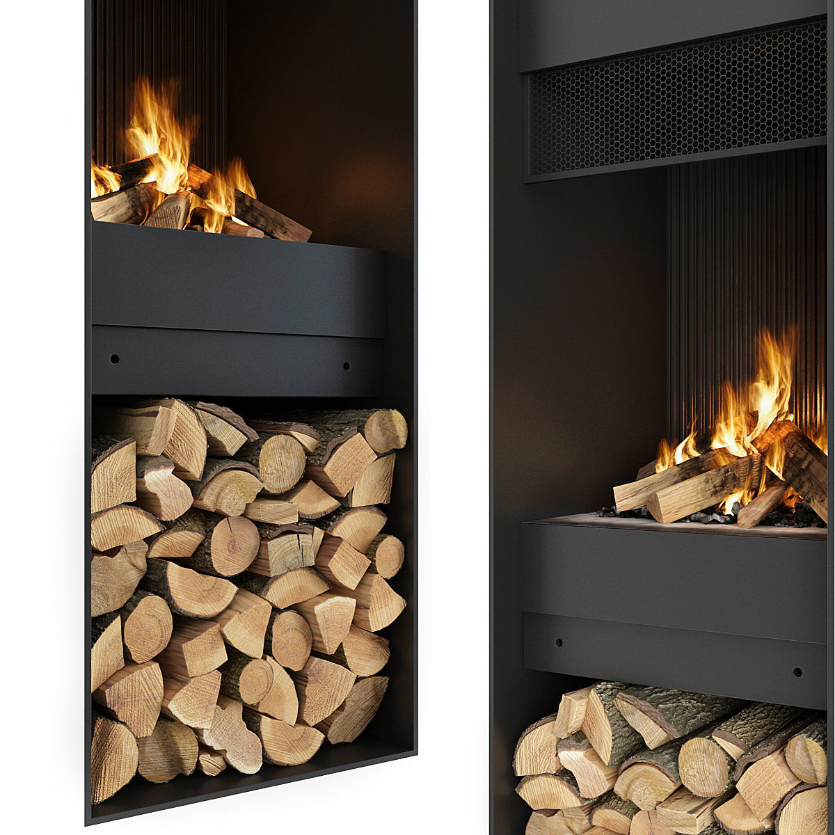 Fireplace and Firewood 48 3D model_7