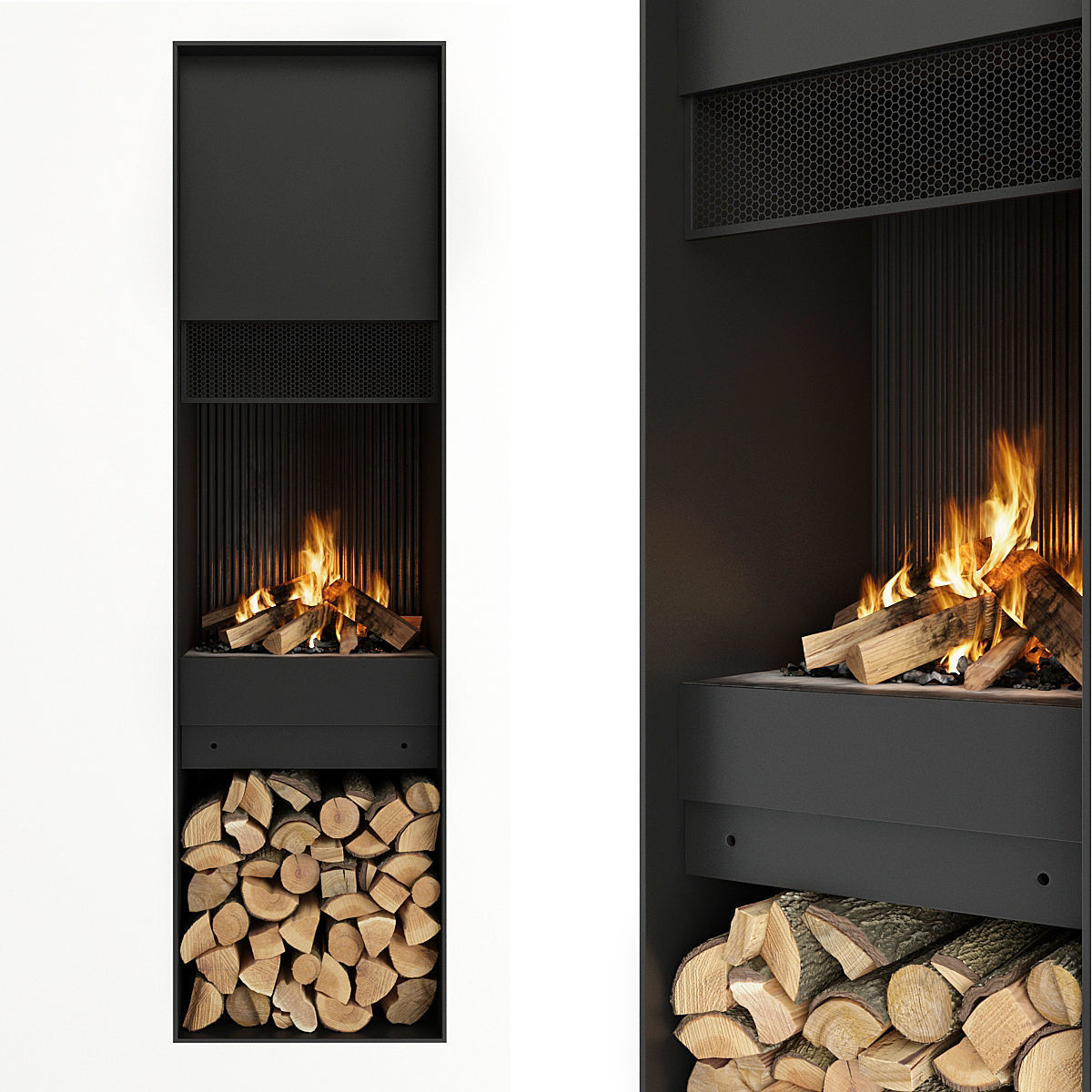 Fireplace and Firewood 48 3D model_5