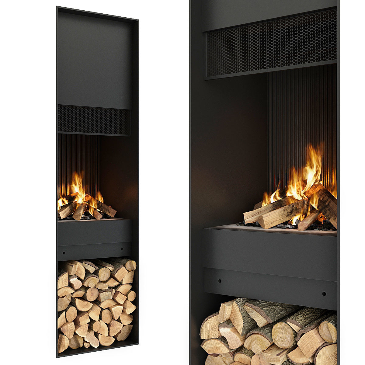 Fireplace and Firewood 48 3D model_1