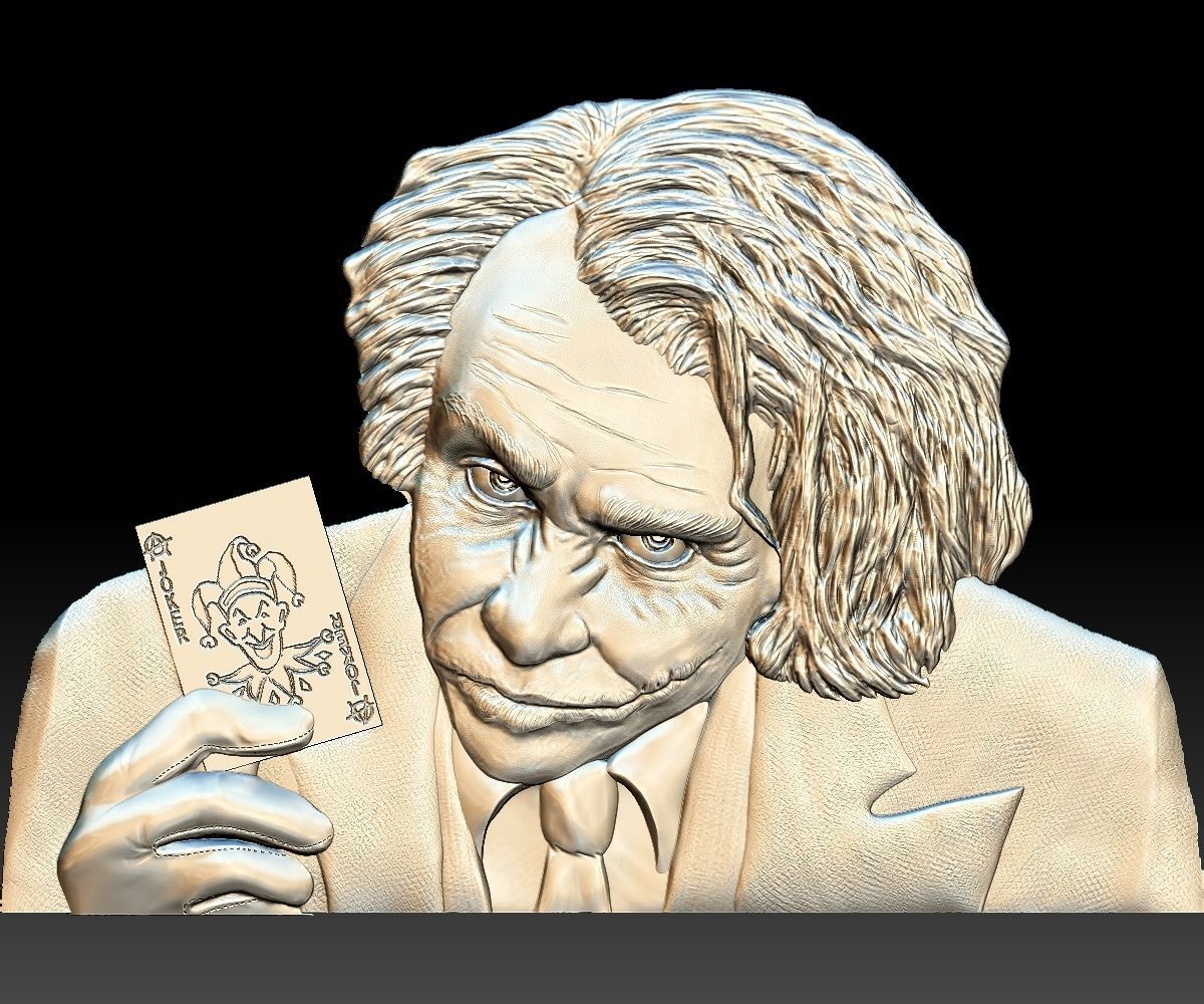 Joker STL model bas relief - tested STL file for cnc router 3D print model_3