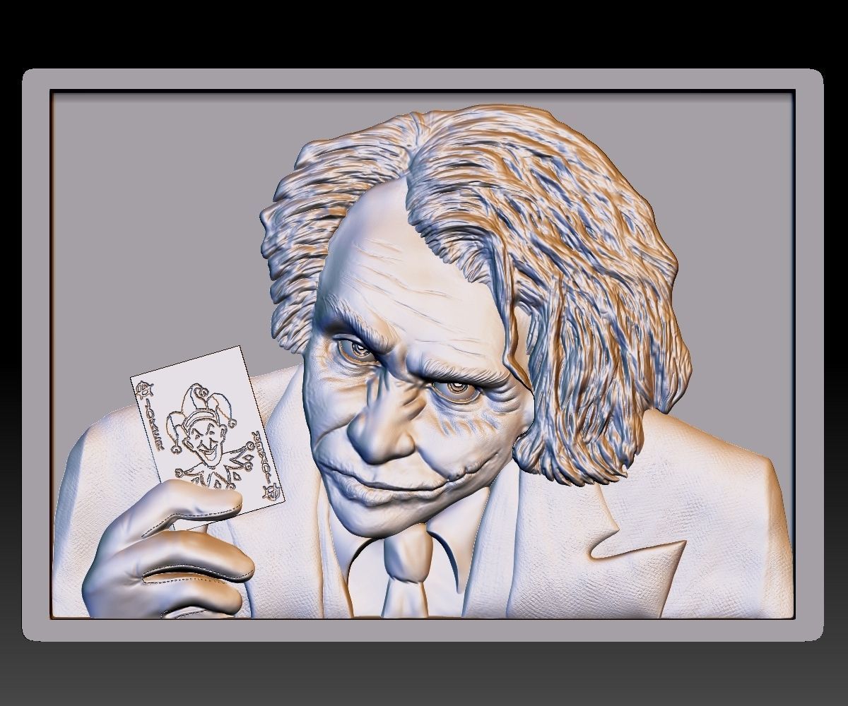 Joker STL model bas relief - tested STL file for cnc router 3D print model_7
