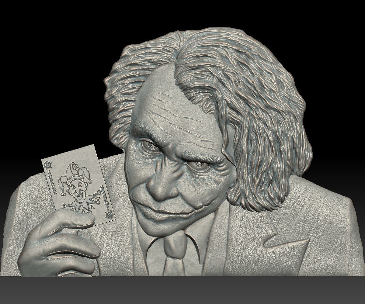 Joker STL model bas relief - tested STL file for cnc router 3D print model_8