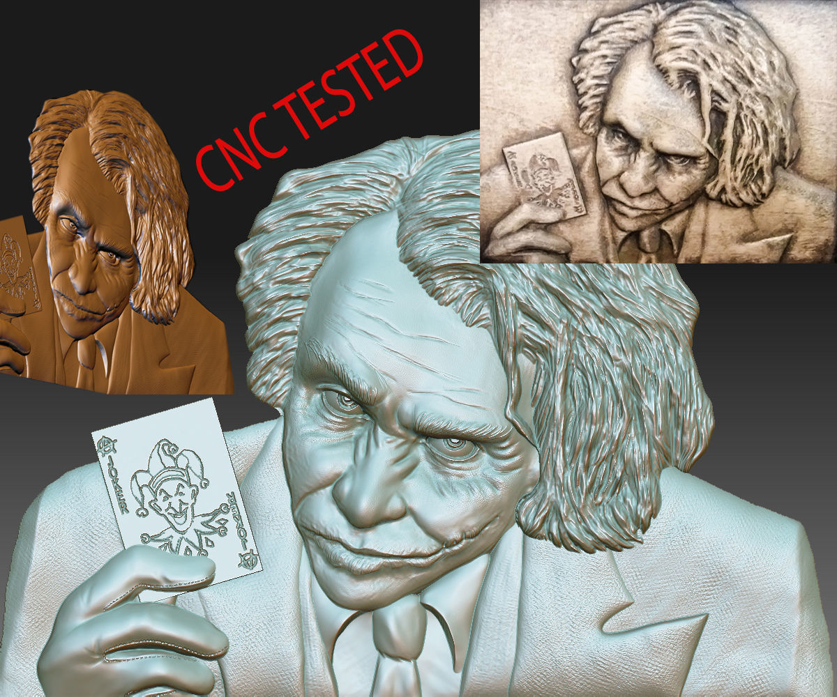 Joker STL model bas relief - tested STL file for cnc router 3D print model_1