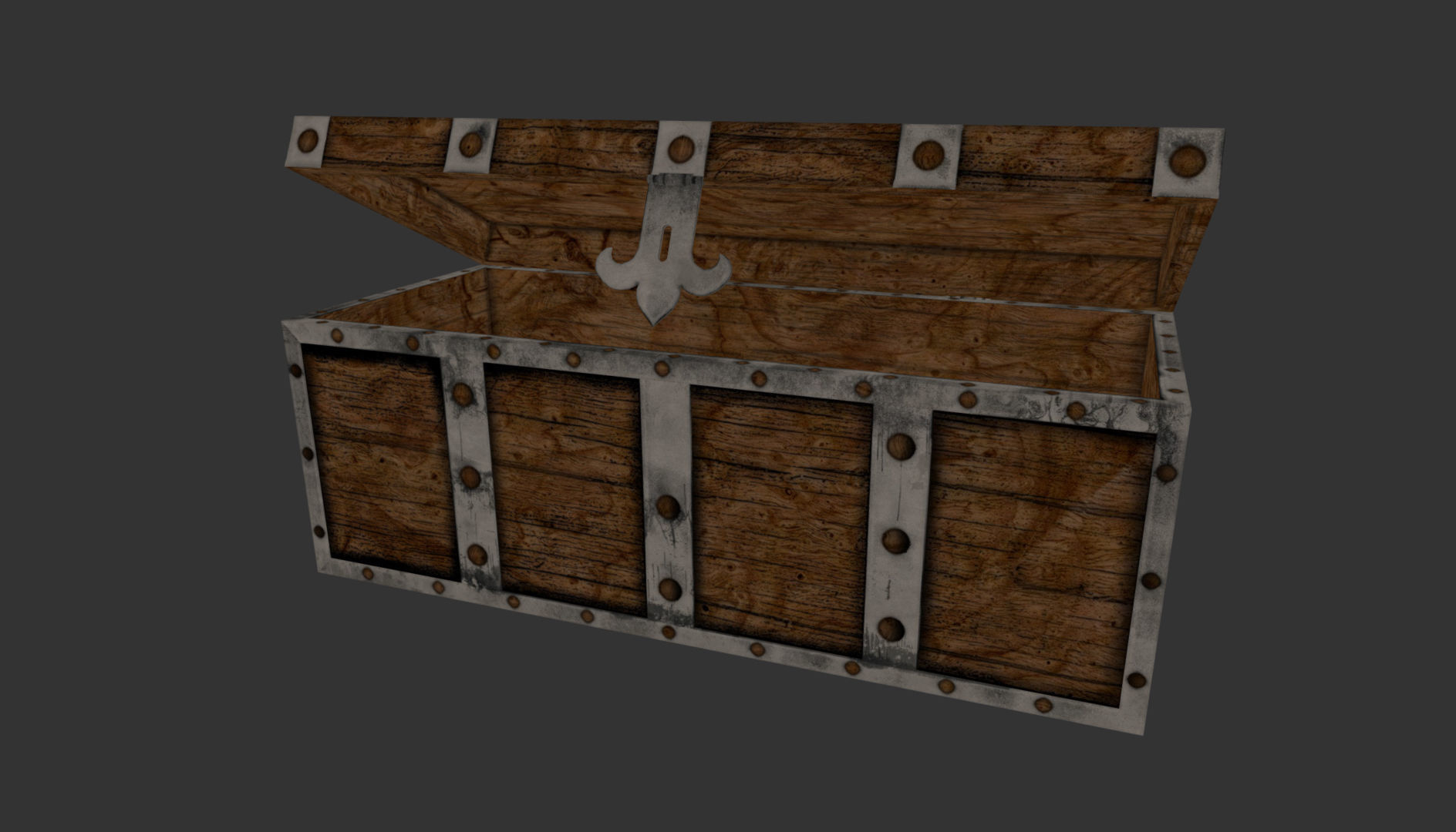 Chest wooden Free low-poly 3D model_9