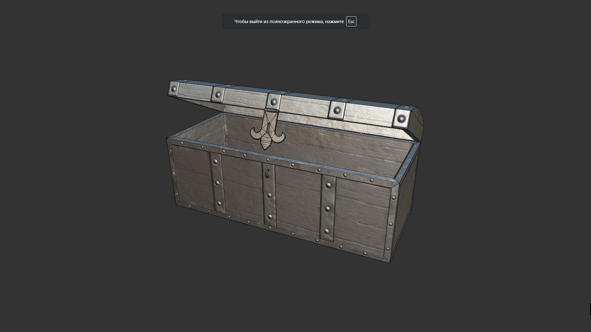 Chest wooden Free low-poly 3D model_3