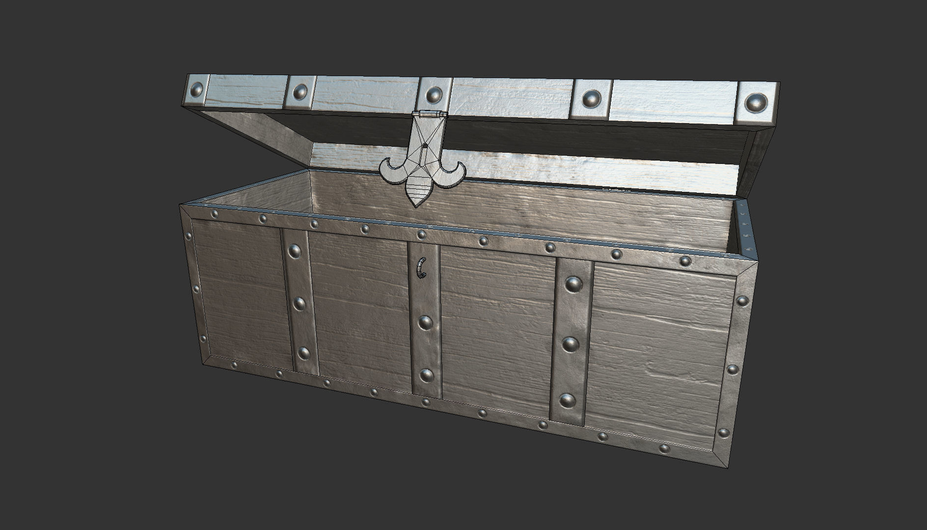 Chest wooden Free low-poly 3D model_15