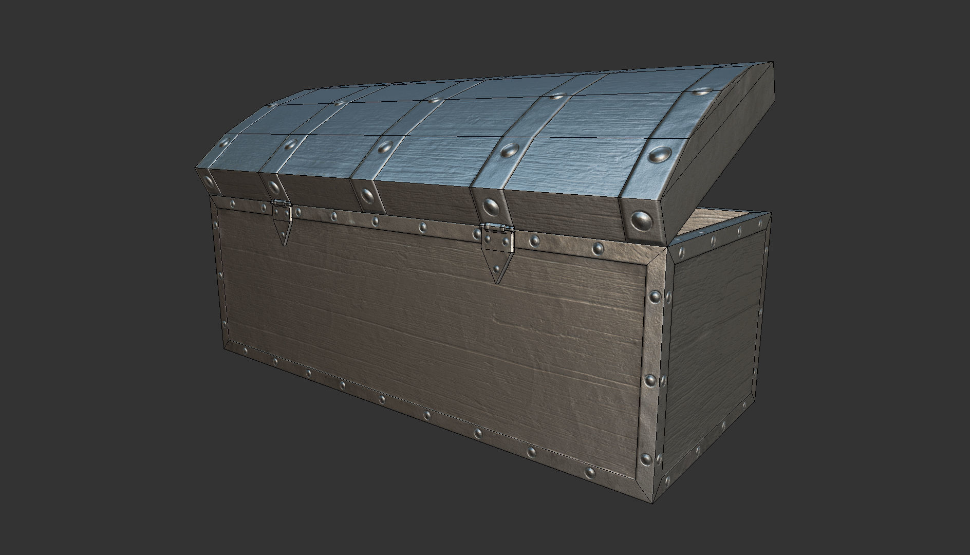 Chest wooden Free low-poly 3D model_4