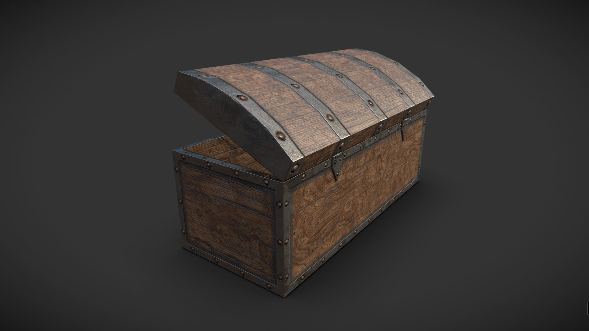 Chest wooden Free low-poly 3D model_5