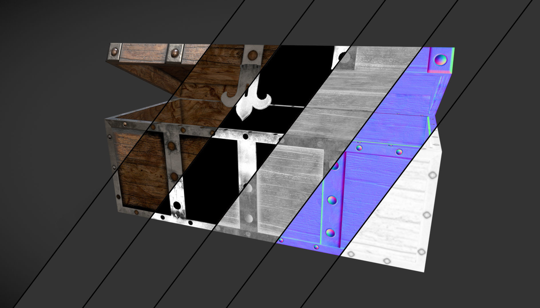 Chest wooden Free low-poly 3D model_7