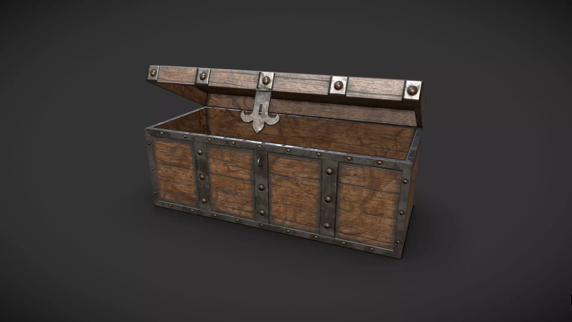 Chest wooden Free low-poly 3D model_0