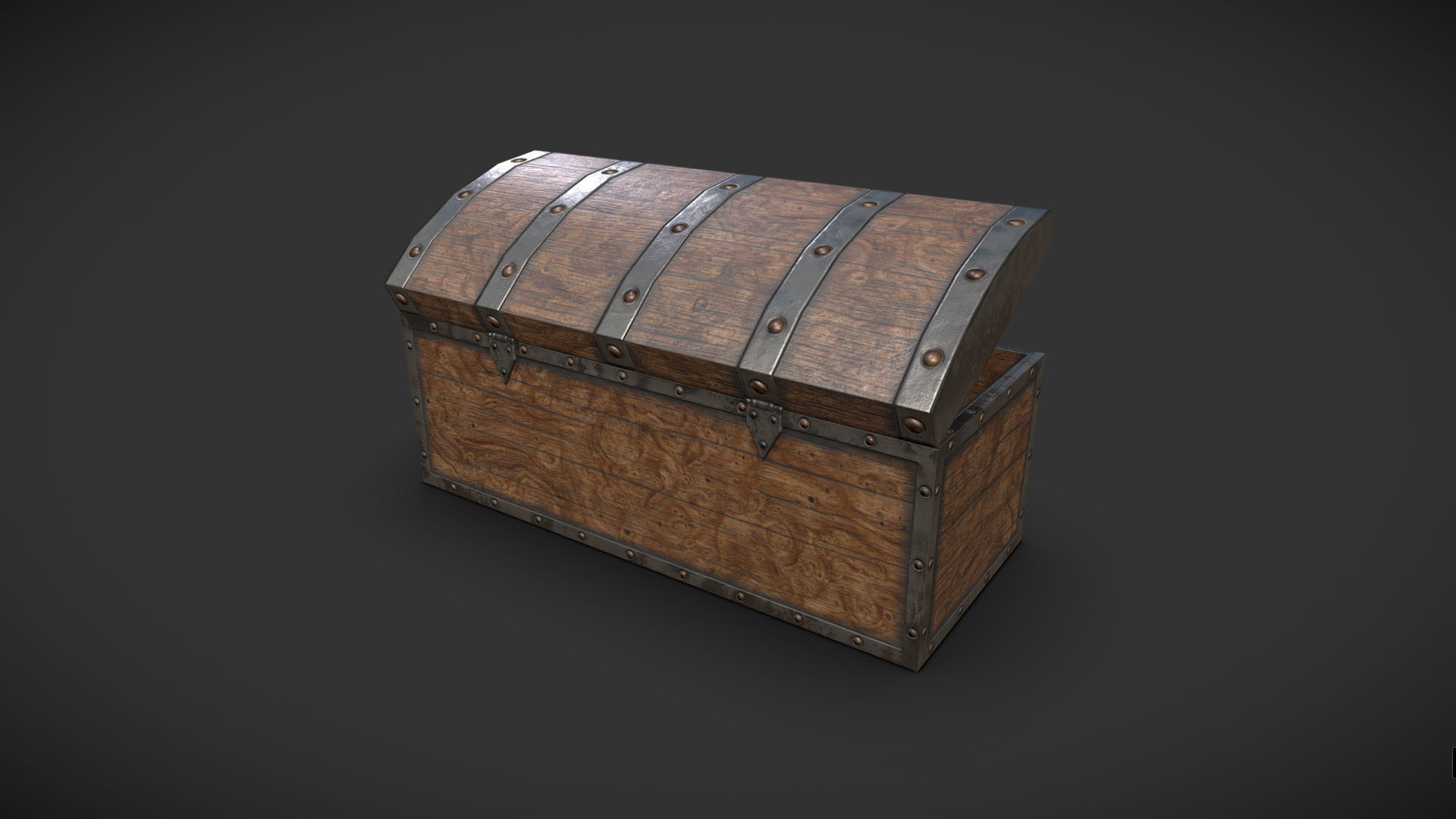Chest wooden Free low-poly 3D model_2