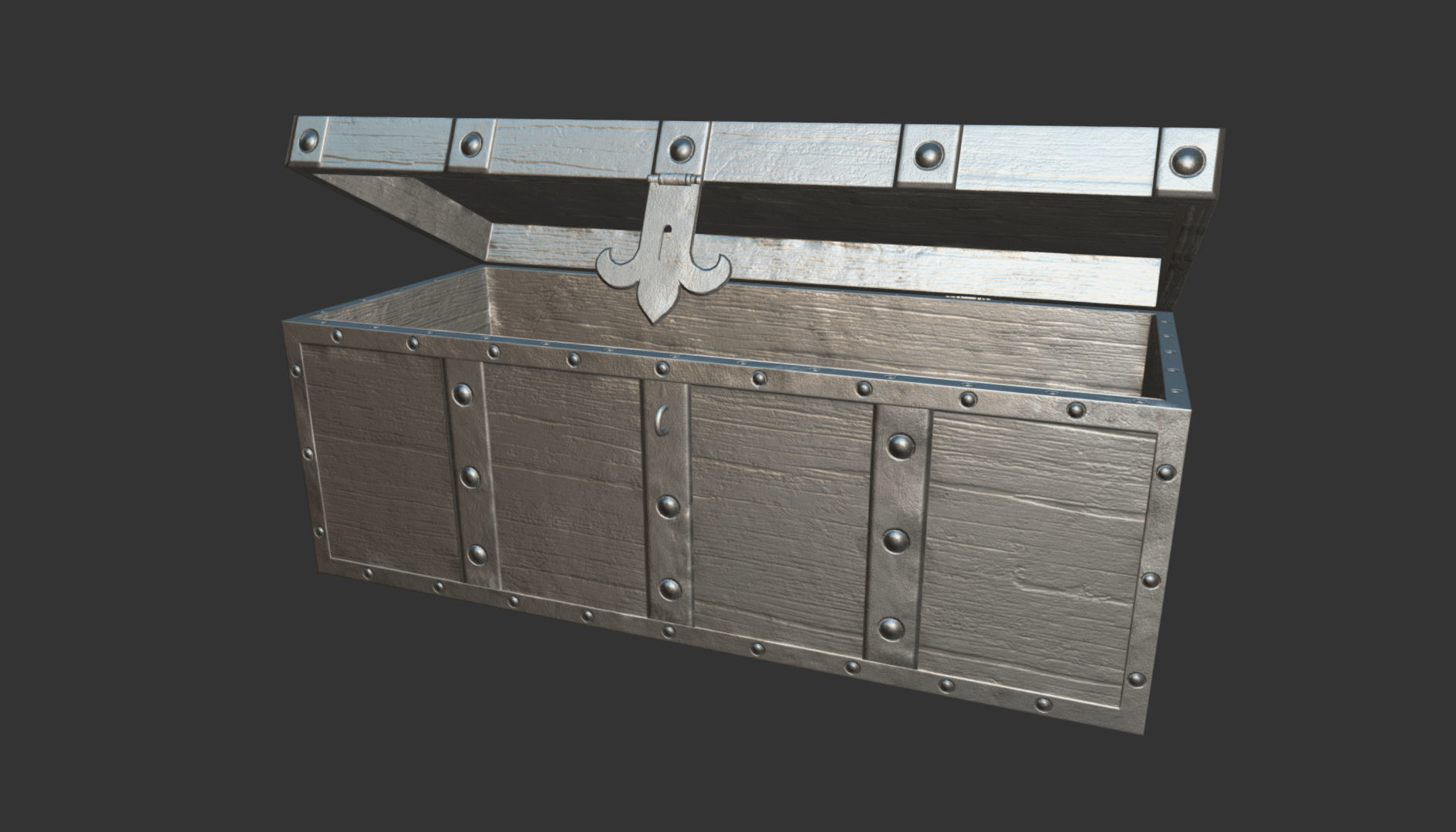 Chest wooden Free low-poly 3D model_14