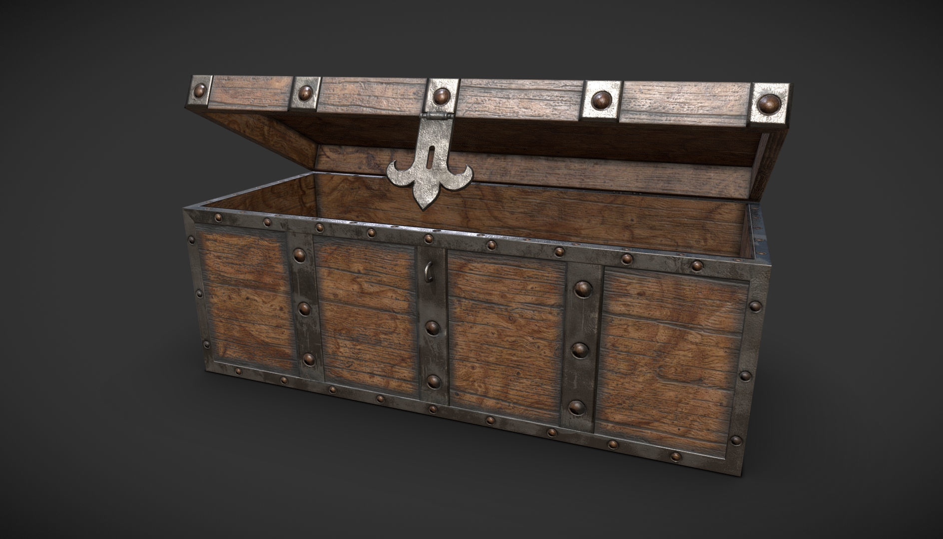 Chest wooden Free low-poly 3D model_8
