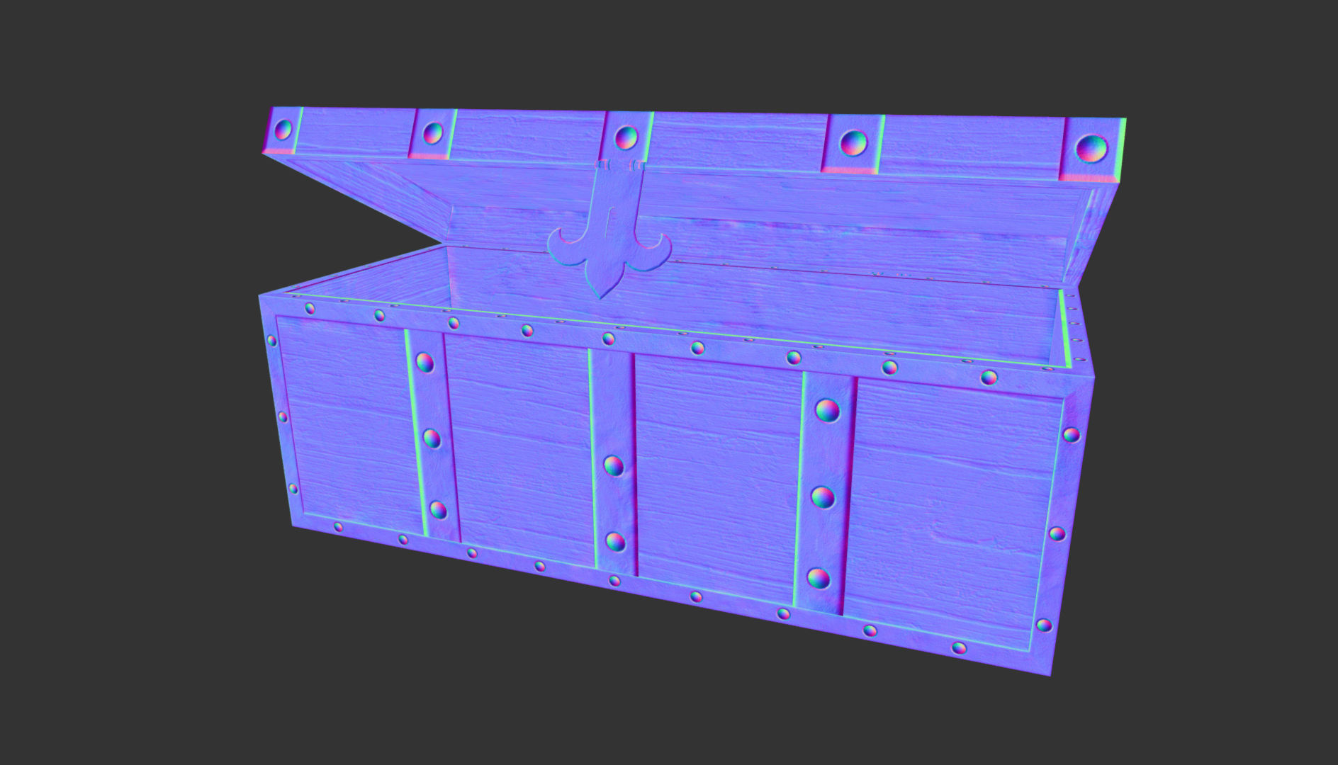 Chest wooden Free low-poly 3D model_12