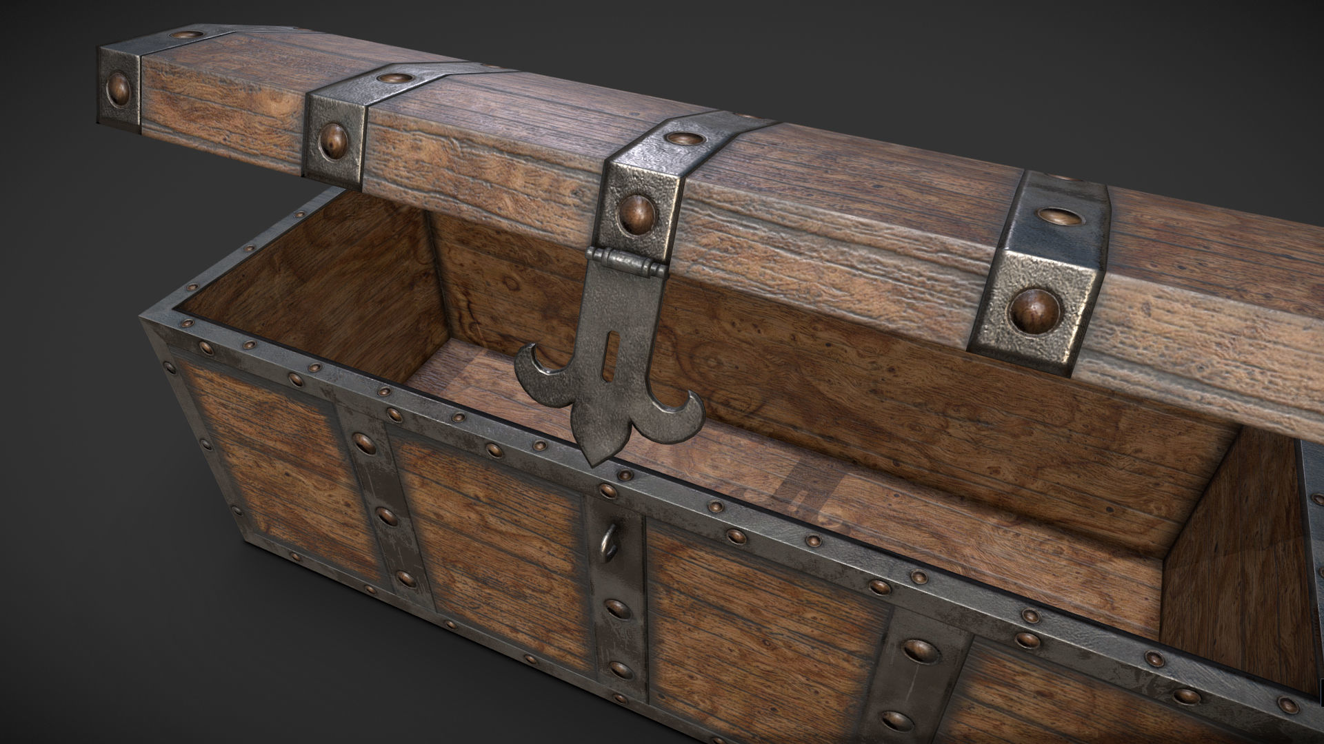 Chest wooden Free low-poly 3D model_6