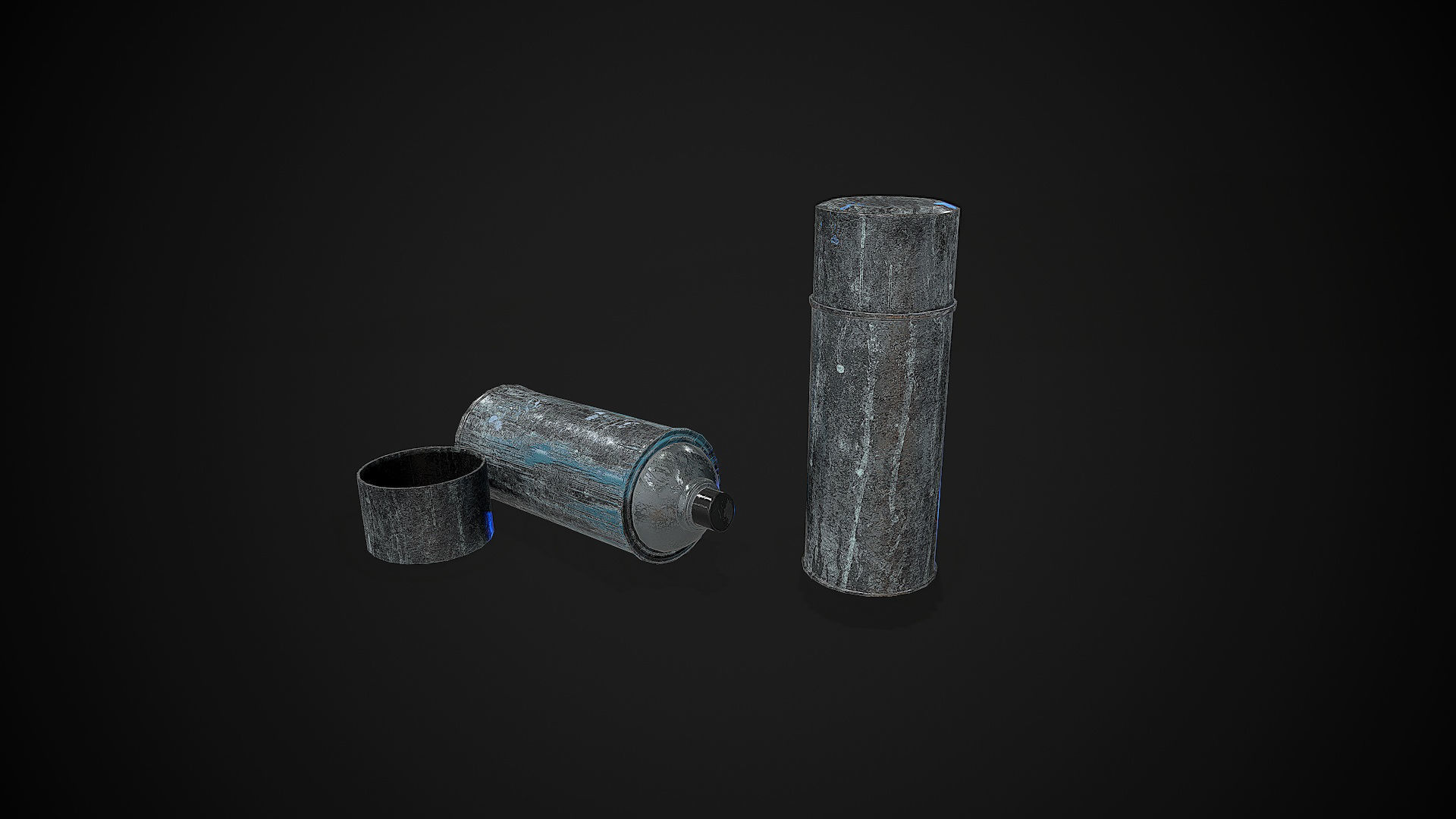 Metal Shelf Collection with garbage - Modular Game ready props Low-poly 3D model_21