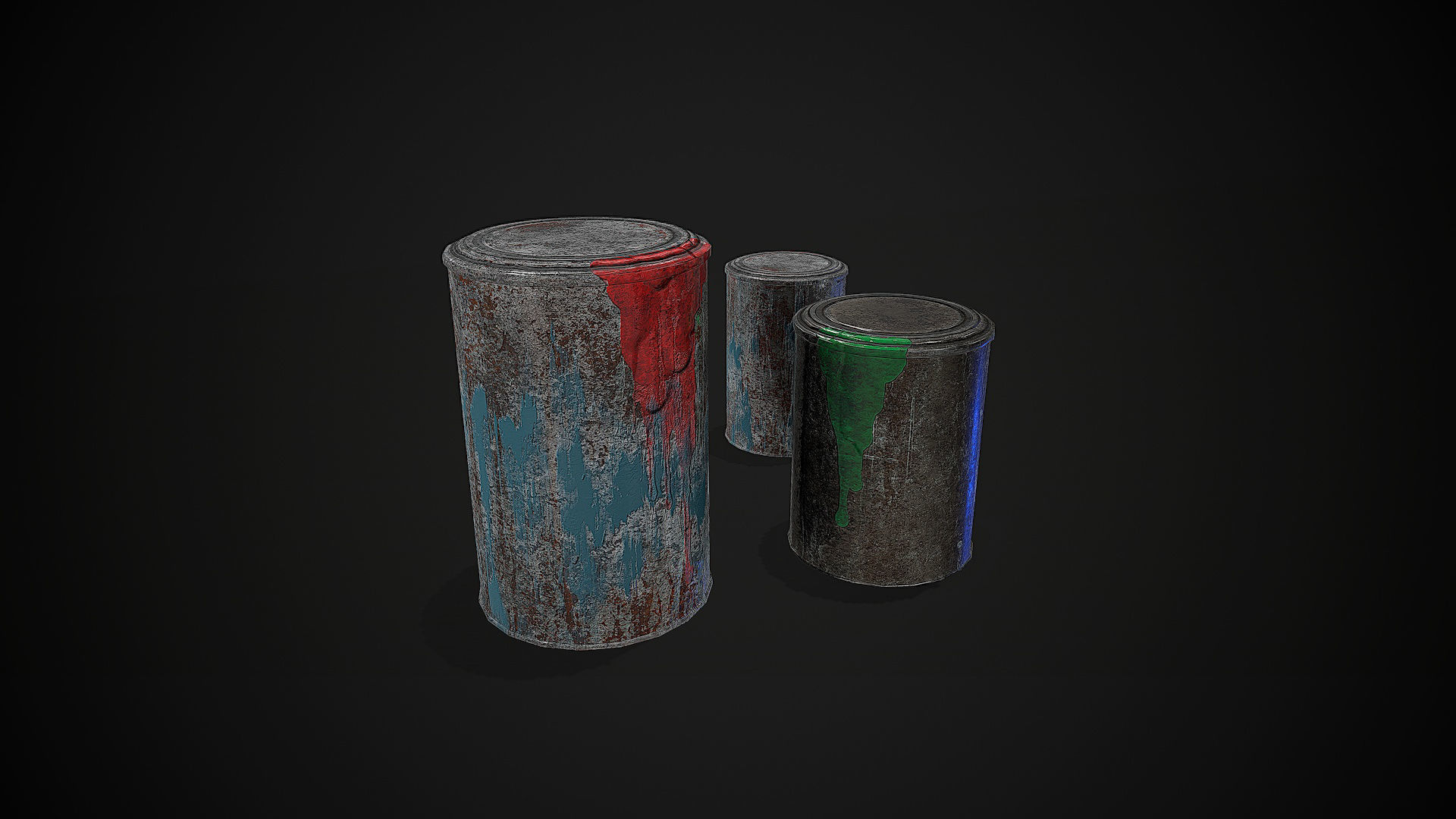 Metal Shelf Collection with garbage - Modular Game ready props Low-poly 3D model_20