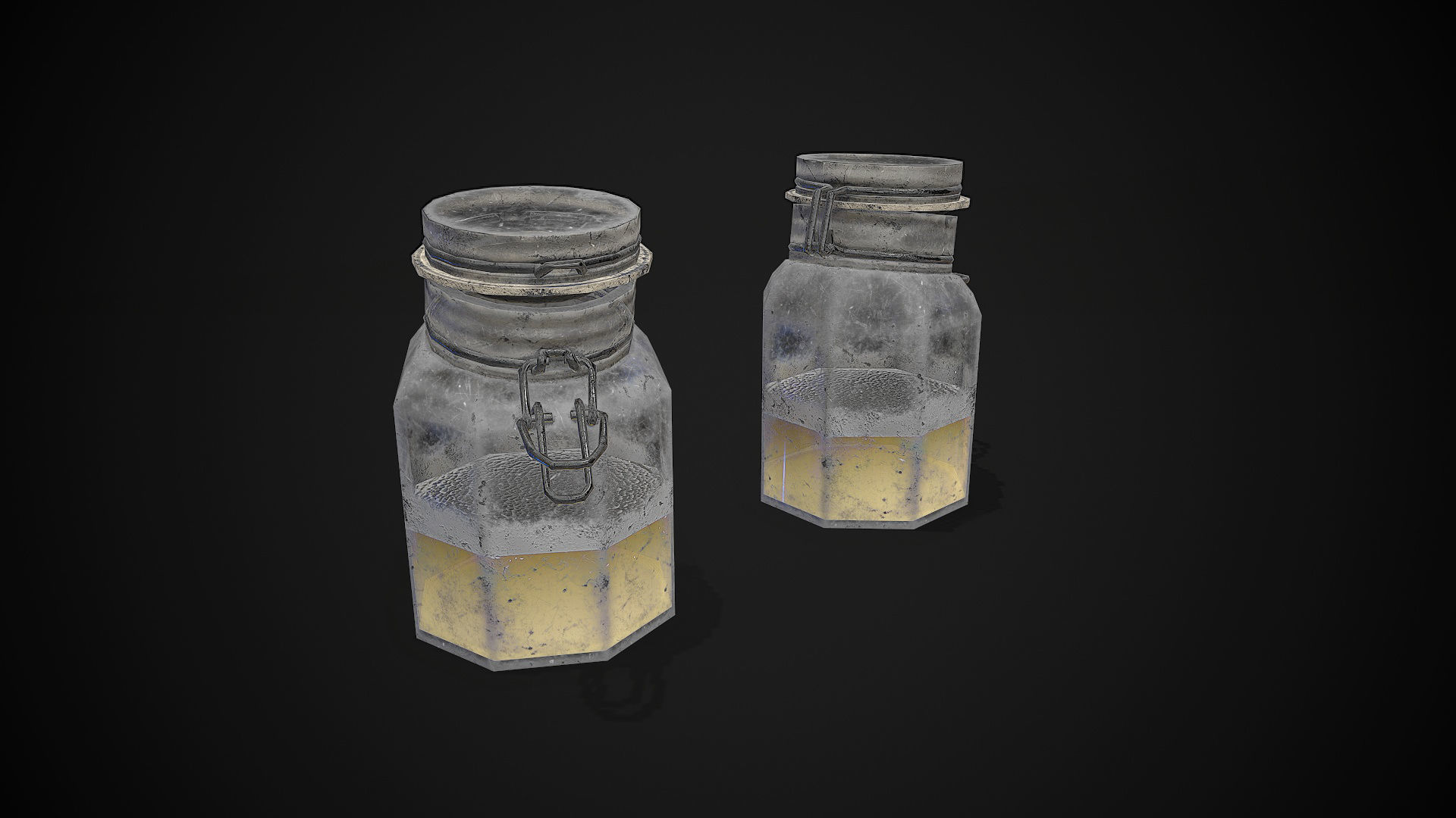 Metal Shelf Collection with garbage - Modular Game ready props Low-poly 3D model_16