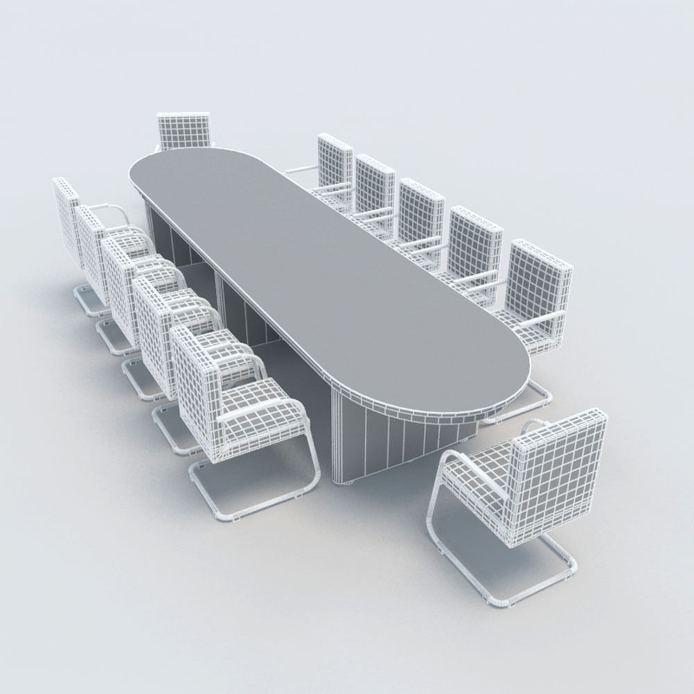 Conference Table with Chairs-1 3D model_4