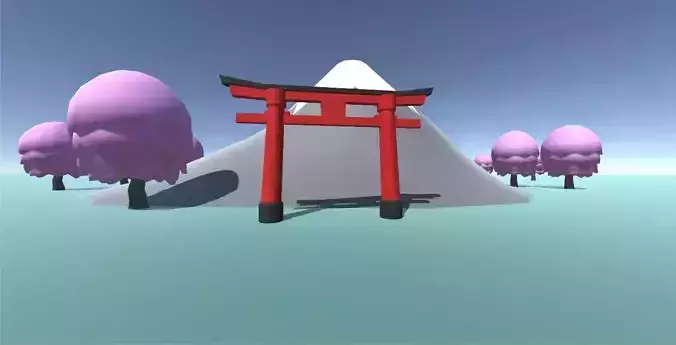 Fuji-like mountain and Toori gate