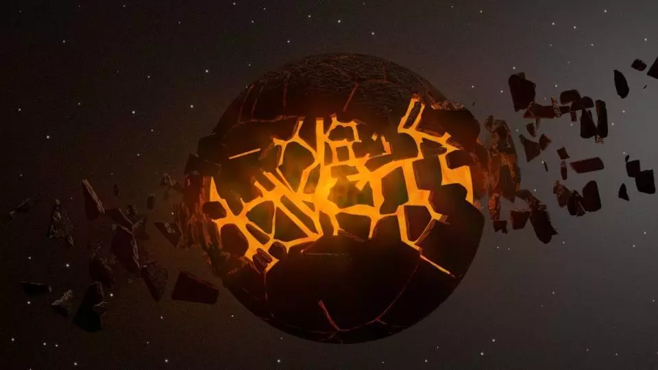 earht explosion of asteroid in space Free 3D model