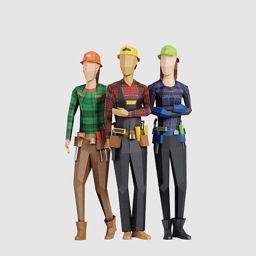 Construction Women Low-poly 3D model