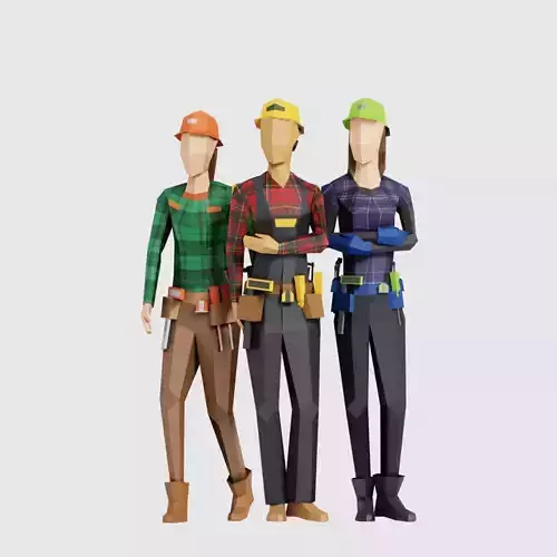 Construction Women Low-poly 3D model