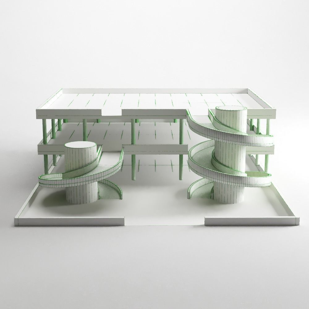 Multistorey car park Low-poly 3D model_4