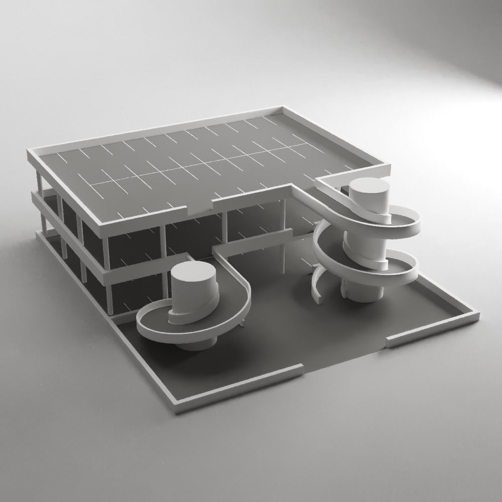 Multistorey car park Low-poly 3D model_2