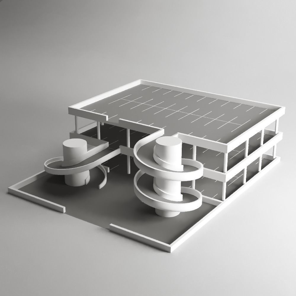 Multistorey car park Low-poly 3D model_1