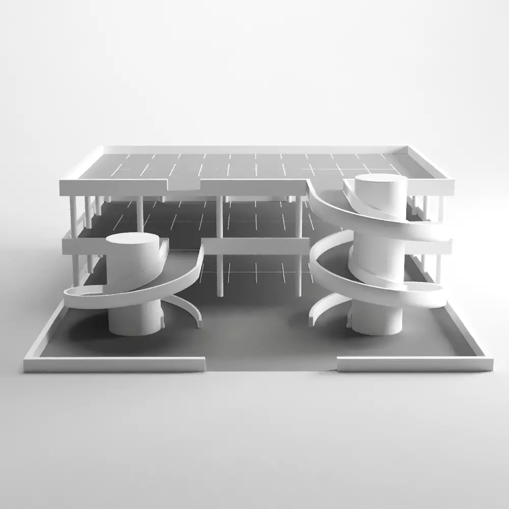 Multistorey car park Low-poly 3D model_0