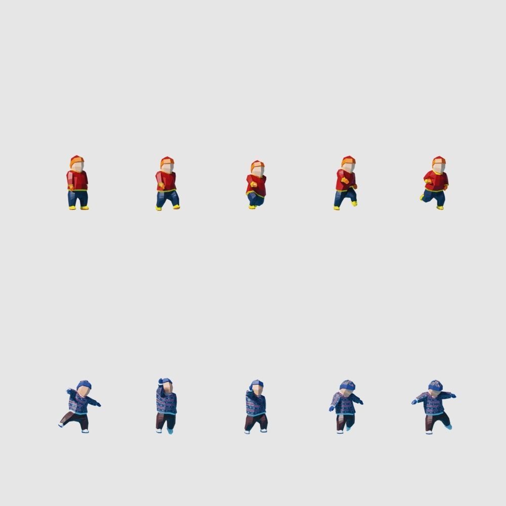 Autumn people Low-poly 3D model_9