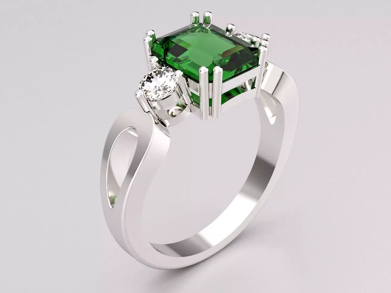  Ring Emerald  3D print model_0