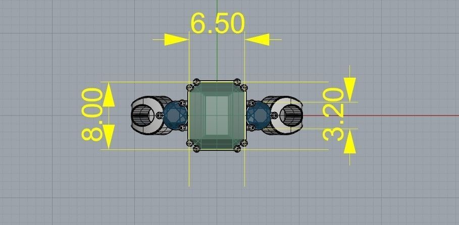  Ring Emerald  3D print model_3