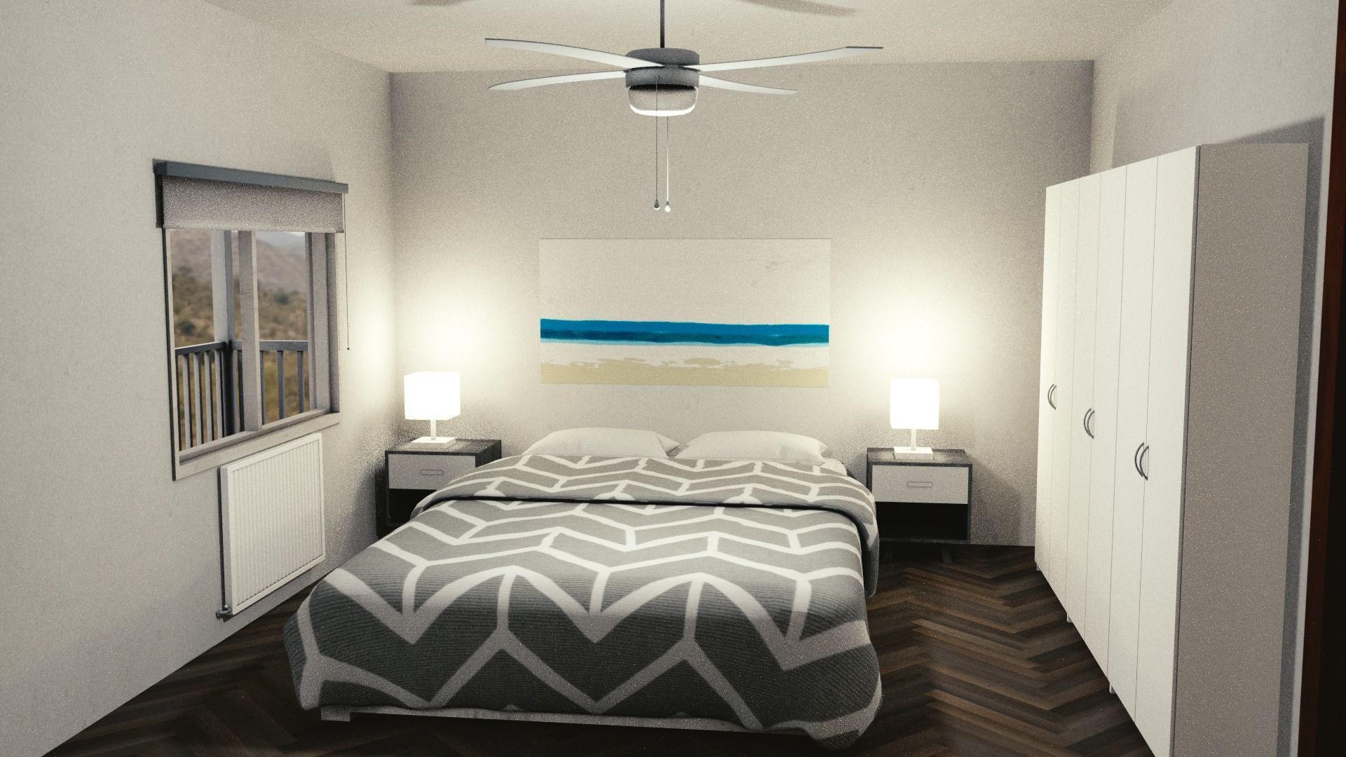 Motel with interior Low-poly 3D model_1