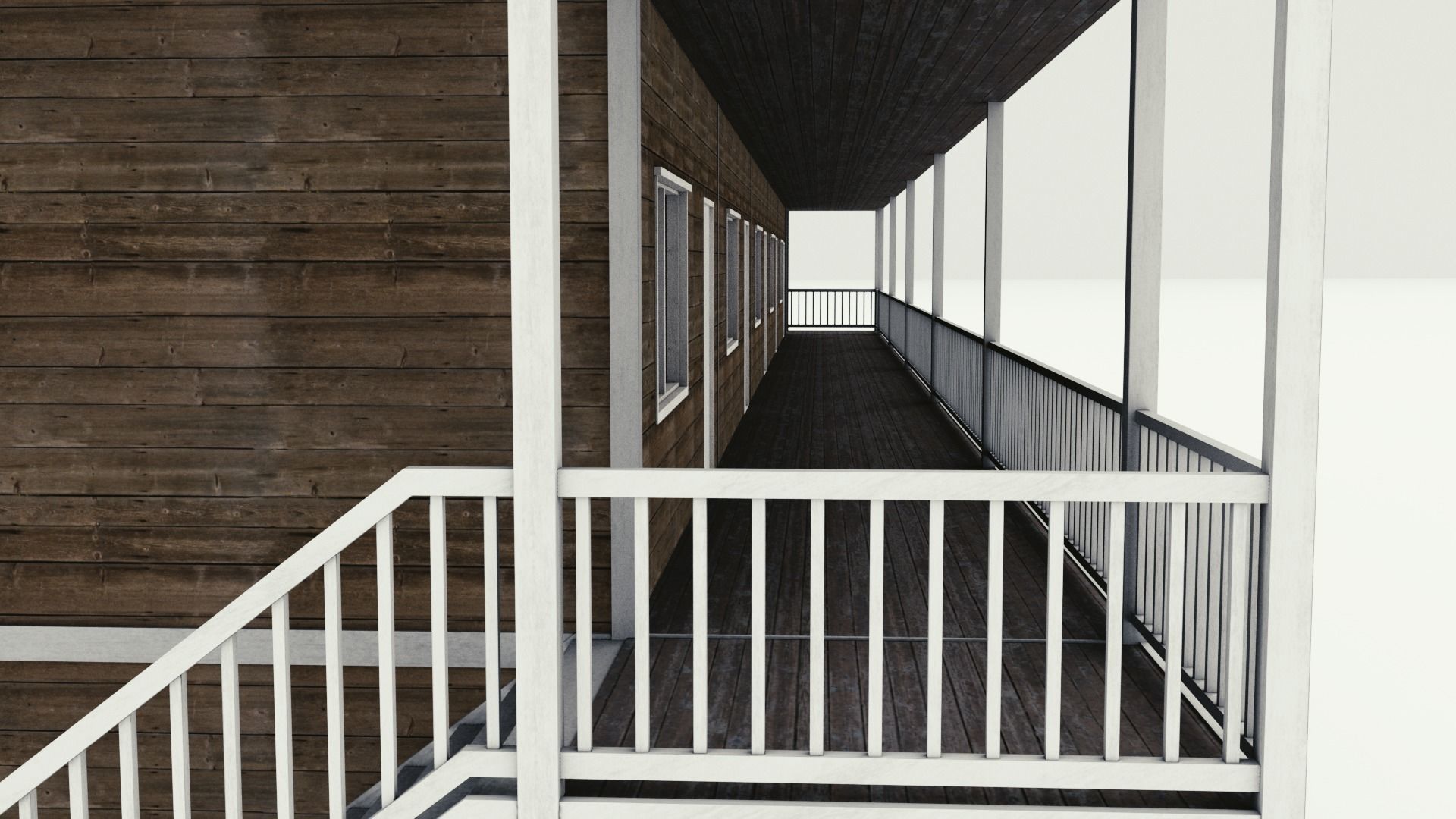 Motel with interior Low-poly 3D model_12