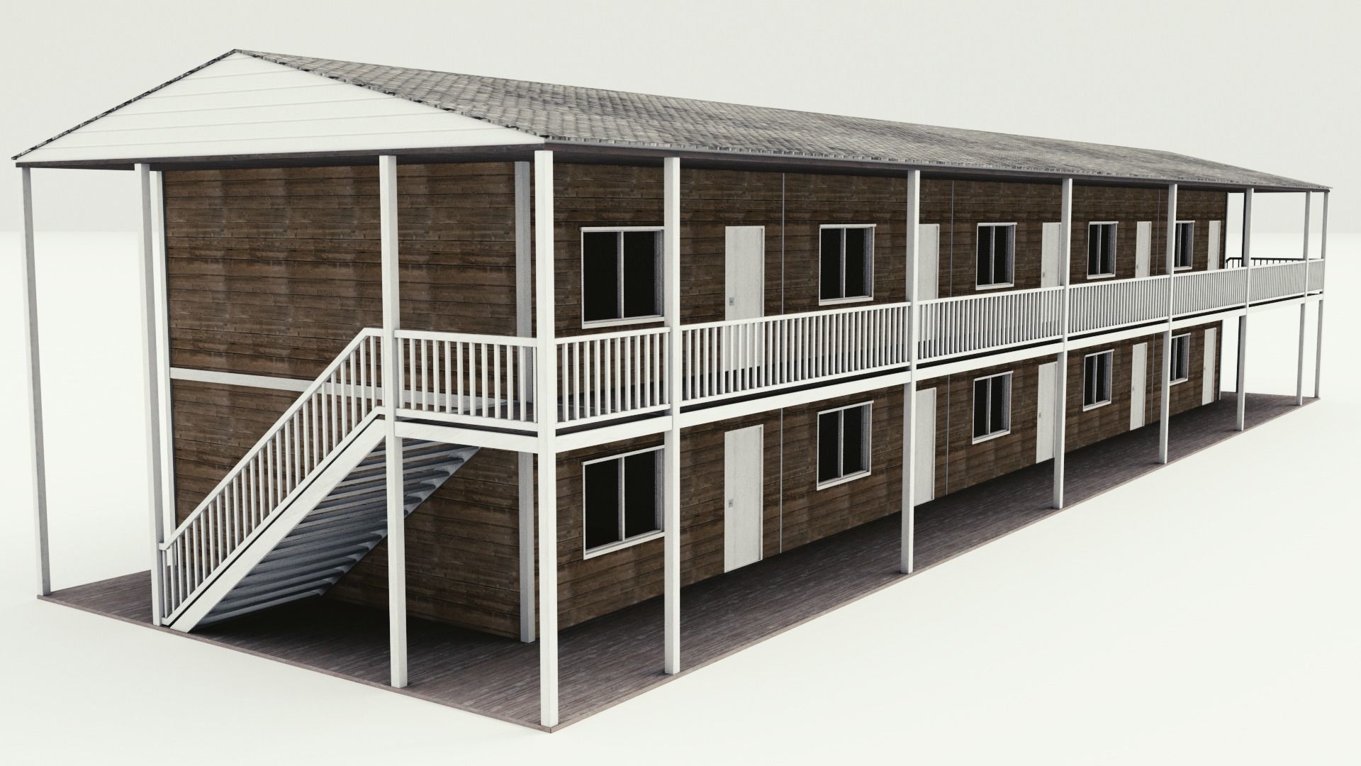 Motel with interior Low-poly 3D model_8
