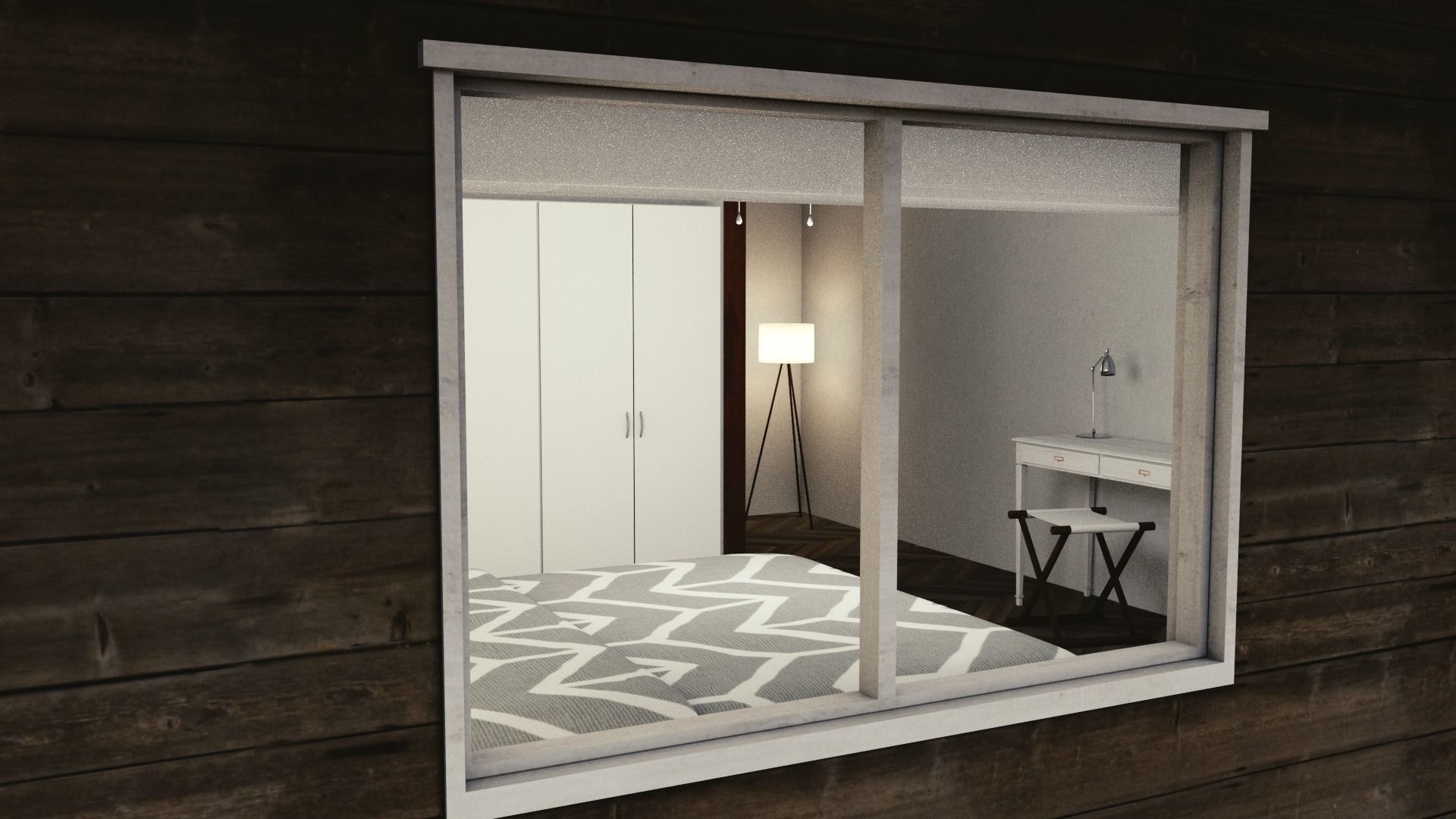 Motel with interior Low-poly 3D model_11