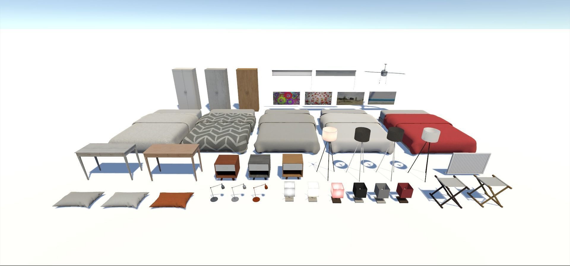 Motel with interior Low-poly 3D model_7